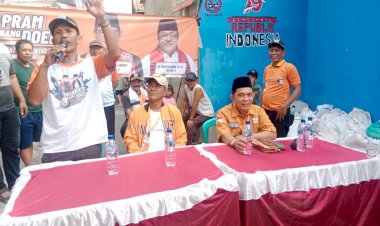 Ketua DPC Hanura Jakbar Sosialisasi Mas Pram - Bang Doel di Kelurahan Kamal