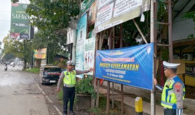 Satlantas Polres Pekalongan Sosialisasikan Keselamatan Lalu Lintas Candi 2025, Dengan Spanduk Besar