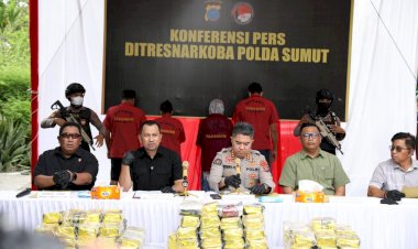 Polda Sumut Gagalkan Peredaran 100 Kg Sabu Dalam Bungkus Kopi, Empat Tersangka dan Dua DPO Terlibat