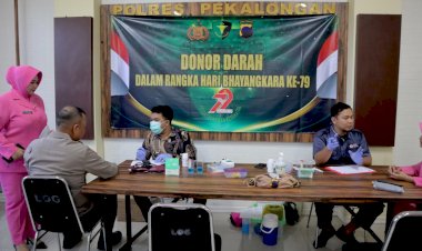 Menyambut HUT Bhayangkara Ke -79 Polres Pekalongan Gelar Bakti Sosial Donor Darah