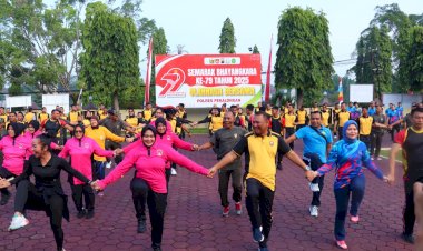 Semarakkan Hari Bhayangkara Ke-79, TNI-Polri dan Instansi Pemerintahan di Kabupaten Pekalongan Gelar Olahraga Bersama