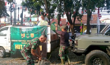 Bagian dari 'Serbuan Teritorial', Koramil 05/Sawangan Menggelar Aksi Bersih-bersih Lingkungan