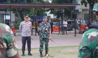 Dandim dan Kapolres Metro Depok Cek Pasukan BKO dari Rindam III Siliwangi