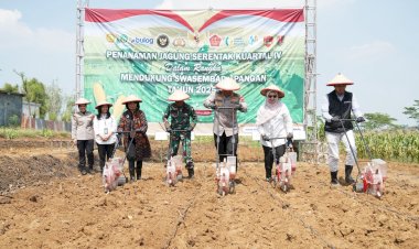 Polrestabes Semarang Ikuti Tanam Jagung Serentak Kuartal IV dan Peresmian Gudang Slog Polri