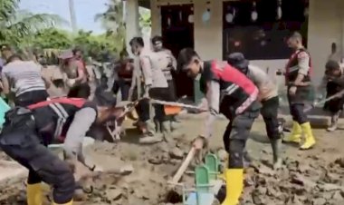 Gotong Royong Polri dan Masyarakat, Polres Pidie Jaya Percepat Pemulihan Pascabanjir dan Fasilitas Pendidikan