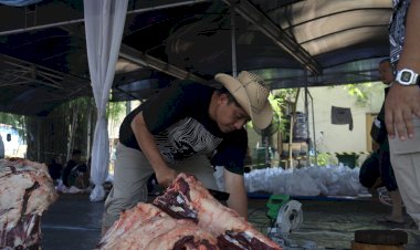Pemotohan Hewan Kurban di Kantor Pusat, Kader Gerindra Teladani Prabowo dalam Tradisi Berbagi Hewan Kurban