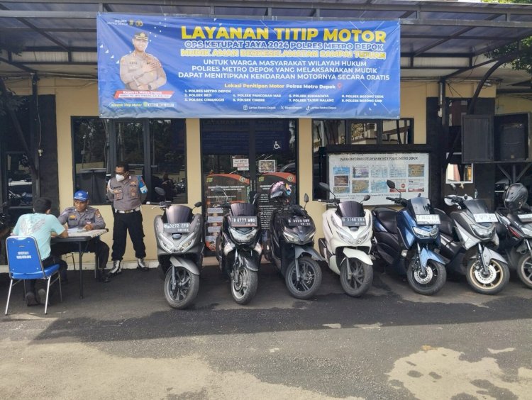 Layanan Titip Motor Gratis bagi Pemudik di Polres Metro Depok Dan Polsek Jajaran