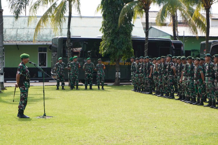 Dandim 0508/Depok Pimpin Apel 161 Anggota TNI Batalyon Infanteri 201/Jaya Yudha, BKO Pengamanan Pilkada Kota Depok