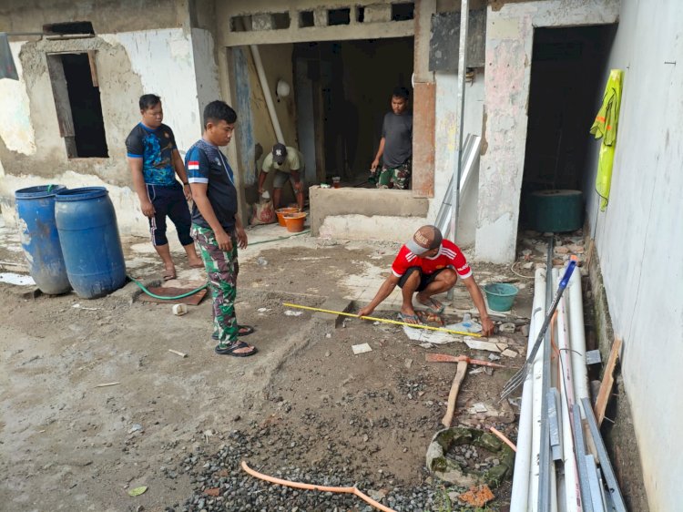 Satgas TMMD Ke-124 Kodim 0508/Depok  Fokus Menyelesaikan Pembangunan Fisik Pengecoran Jalan, Pembuatan Drainase dan Renovasi RTLH