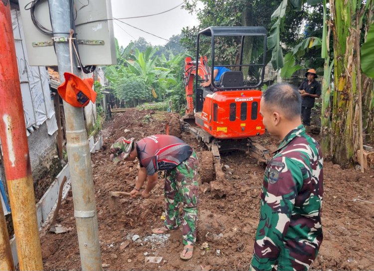 TMMD Ke-124 Depok Percepat Pembangunan Drainase dan RTLH Setelah Menyelesaikan Pengecoran Jalan