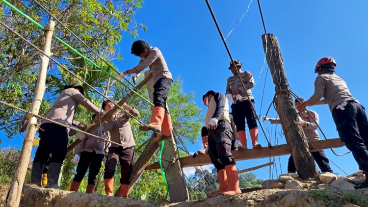 Polres Gayo Lues Bangun Empat Jembatan Gantung, Warga: Dapat Menjual Hasil Kebun Ke Pasar