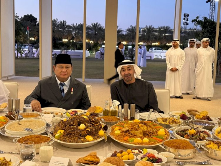 Momen Prabowo Buka Puasa Bersama Presiden MBZ , Disuguhi Sajian Khas Timur Tengah