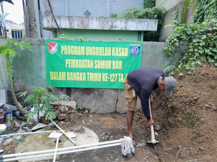 Sinergi TNI-Polri dan Pemda, Pembangunan Sumur Bor di Cilodong Kian Tuntas
